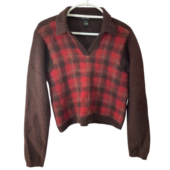 Vtg New York & Company Plaid Pullover Crewneck 100% WOOL Sweater Large - Picture 1 of 6